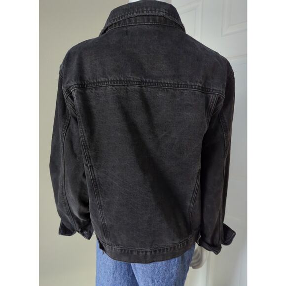 FOREVER 21 Black Denim Jean Jacket 7 Button Women's Size L - Picture 5 of 7